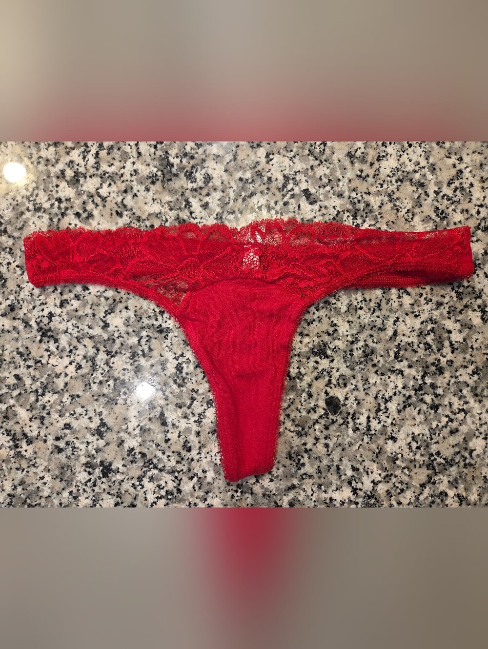 Victoria's Secret Red Lace Low-Rise Thong